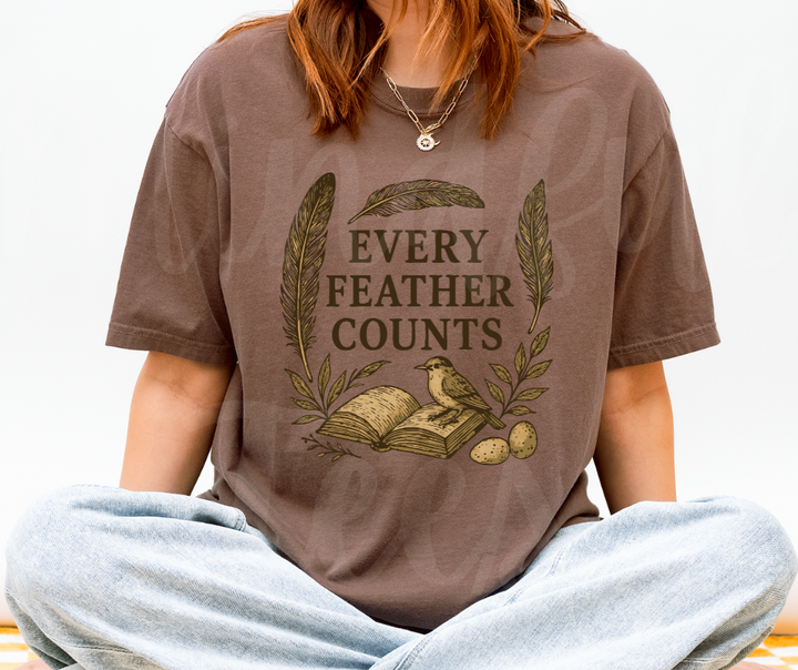 "Every Feather Counts" Birdwatching Design Birds and Nature Inspired Unisex heavyweight t-shirt