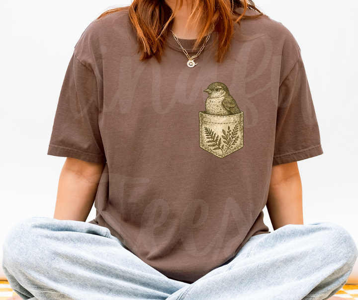 "Pocket Bird" Birdwatching Design Birds and Nature Inspired Unisex heavyweight t-shirt