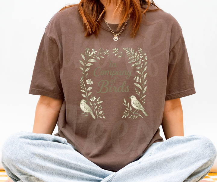 "In Company of Birds" Birdwatching Design Birds and Nature Inspired Unisex heavyweight t-shirt