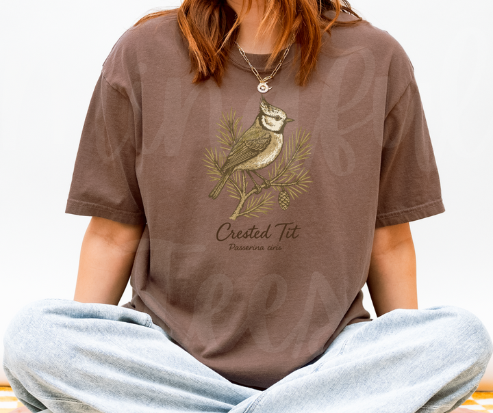 "Crested Tit" Birdwatching Design Birds and Nature Inspired Unisex heavyweight t-shirt