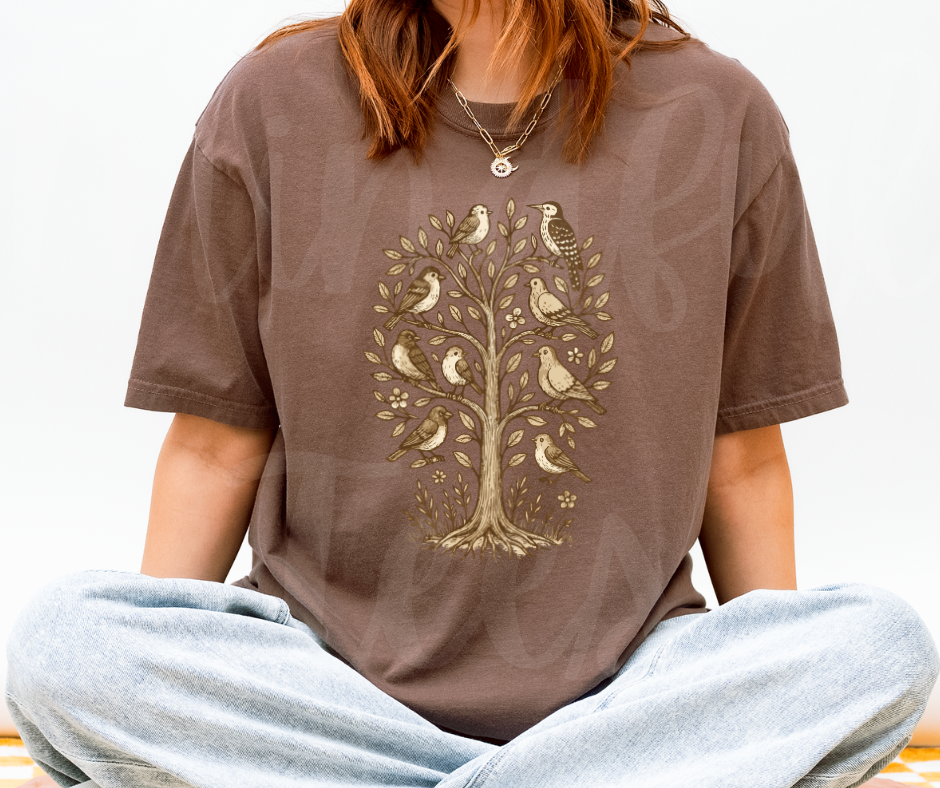 "Tree of Life" Birdwatching Design Birds and Nature Inspired Unisex heavyweight t-shirt