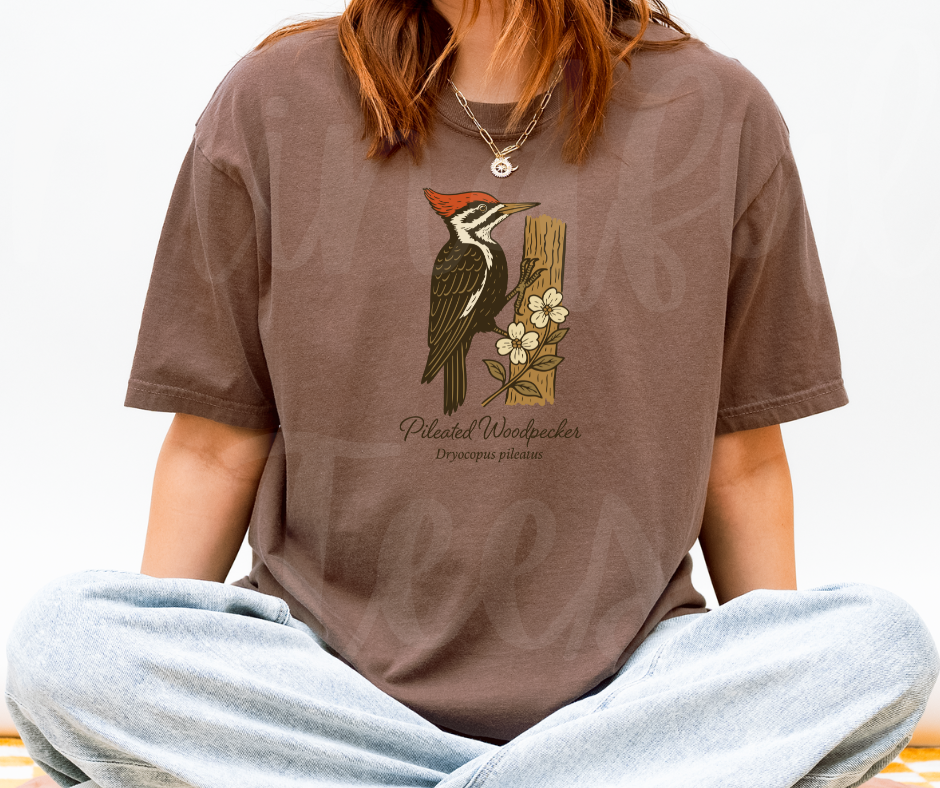 "Pileated Woodpecker" Birdwatching Design Birds and Nature Inspired Unisex heavyweight t-shirt