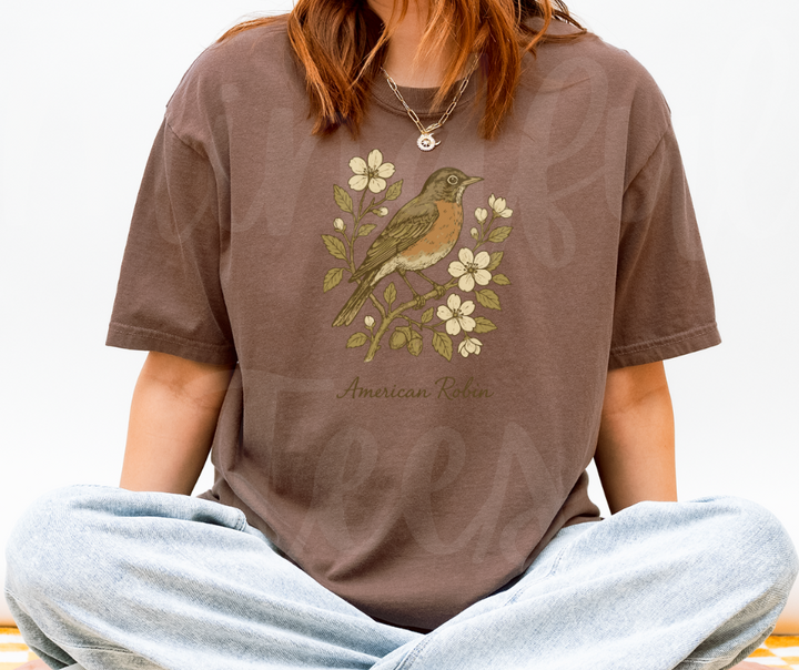 "American Robin" Birdwatching Design Birds and Nature Inspired Unisex heavyweight t-shirt