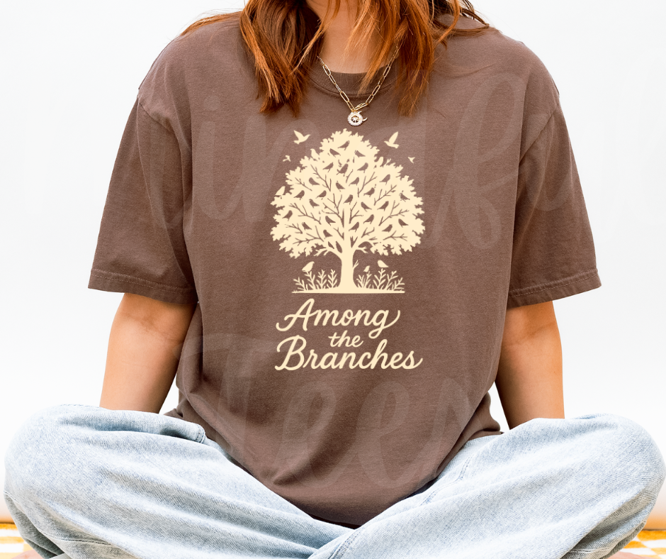 "Among The Branches" Birdwatching Design Birds and Nature Inspired Unisex heavyweight t-shirt