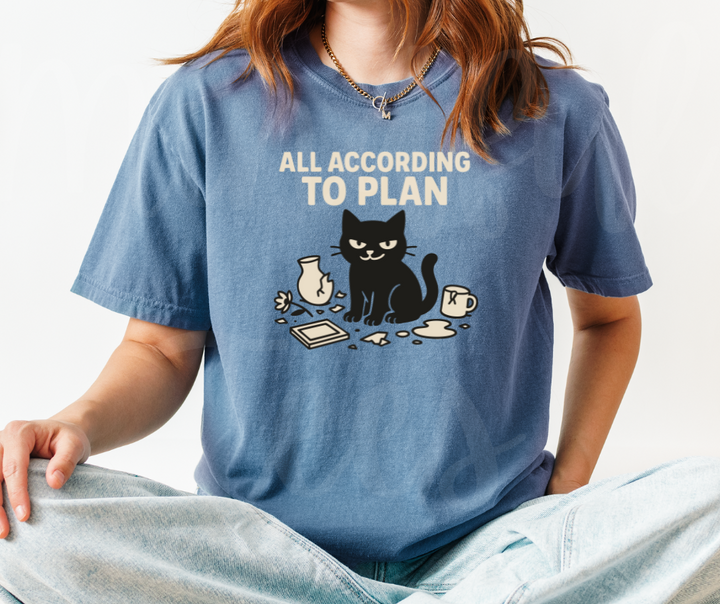 "All According to Plan" Sarcastic Cat Design Unisex heavyweight t-shirt