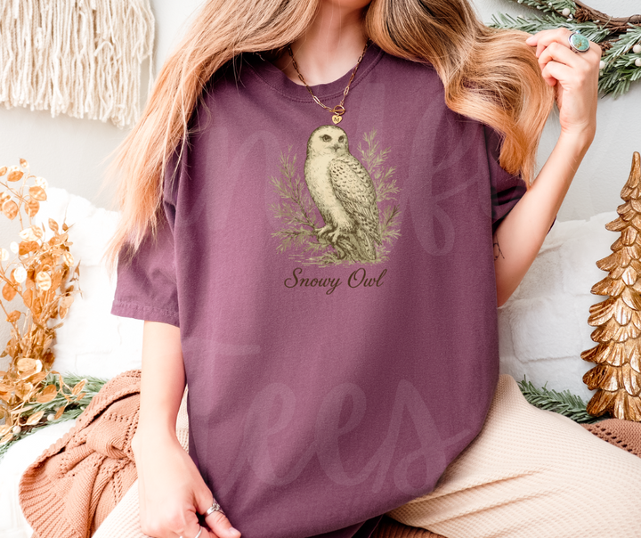 "Snowy Owl" Birdwatching Design Birds and Nature Inspired Unisex heavyweight t-shirt