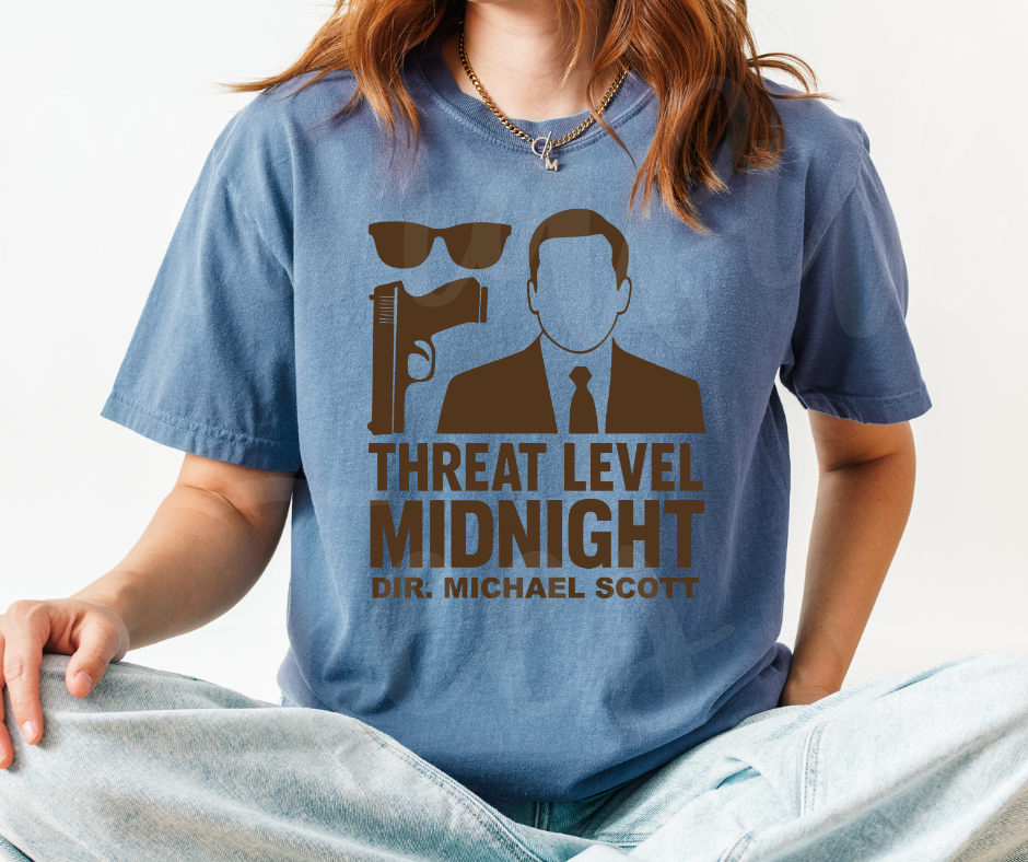 "Threat Level Midnight" Sarcastic Design The Office Inspired Unisex heavyweight t-shirt