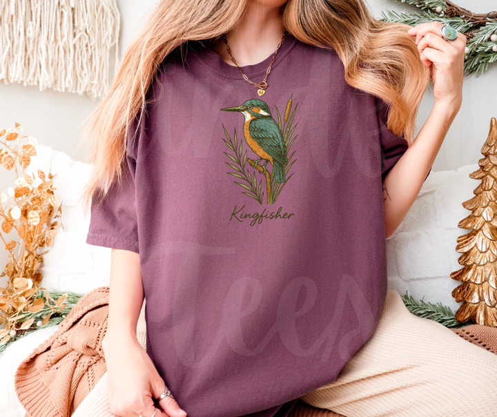 "Kingfisher" Birdwatching Design Birds and Nature Inspired Unisex heavyweight t-shirt