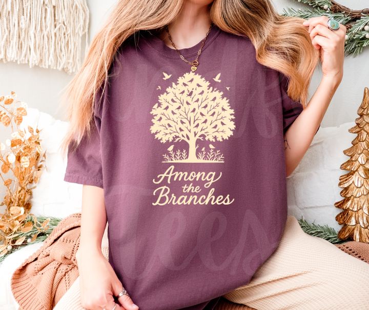 "Among The Branches" Birdwatching Design Birds and Nature Inspired Unisex heavyweight t-shirt