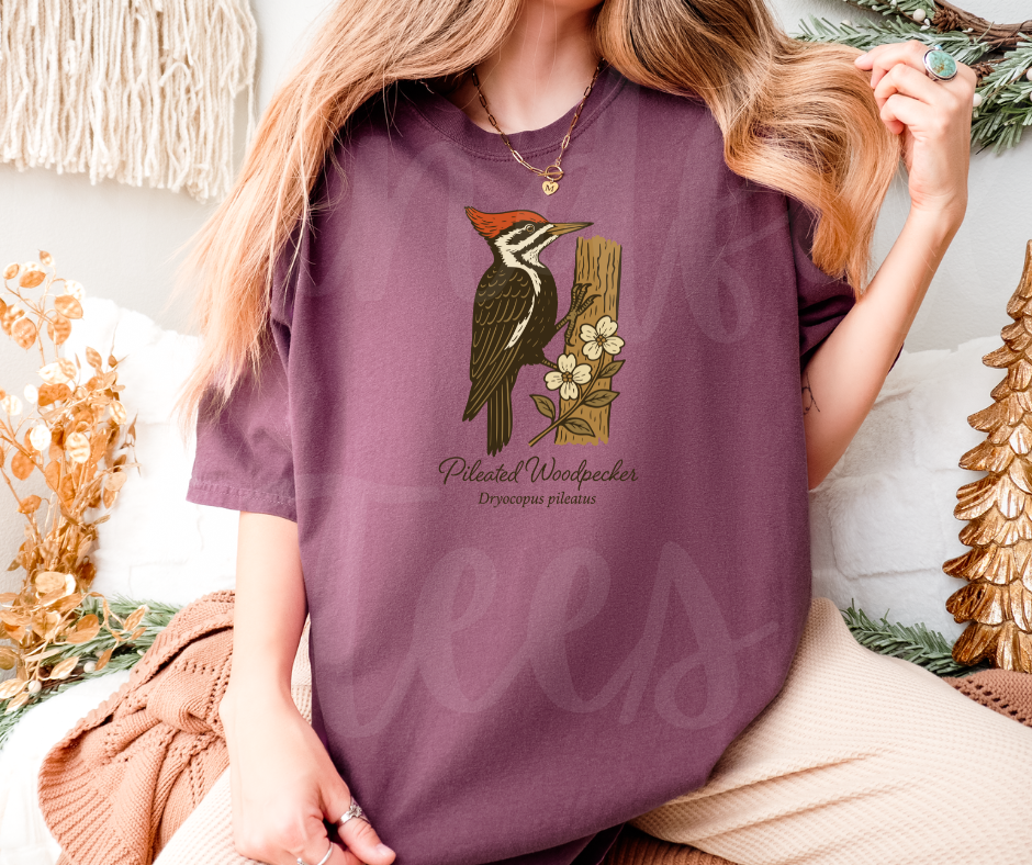 "Pileated Woodpecker" Birdwatching Design Birds and Nature Inspired Unisex heavyweight t-shirt