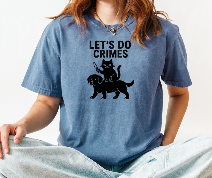 "Let's Do Crimes" Sarcastic Cat Design Unisex heavyweight t-shirt