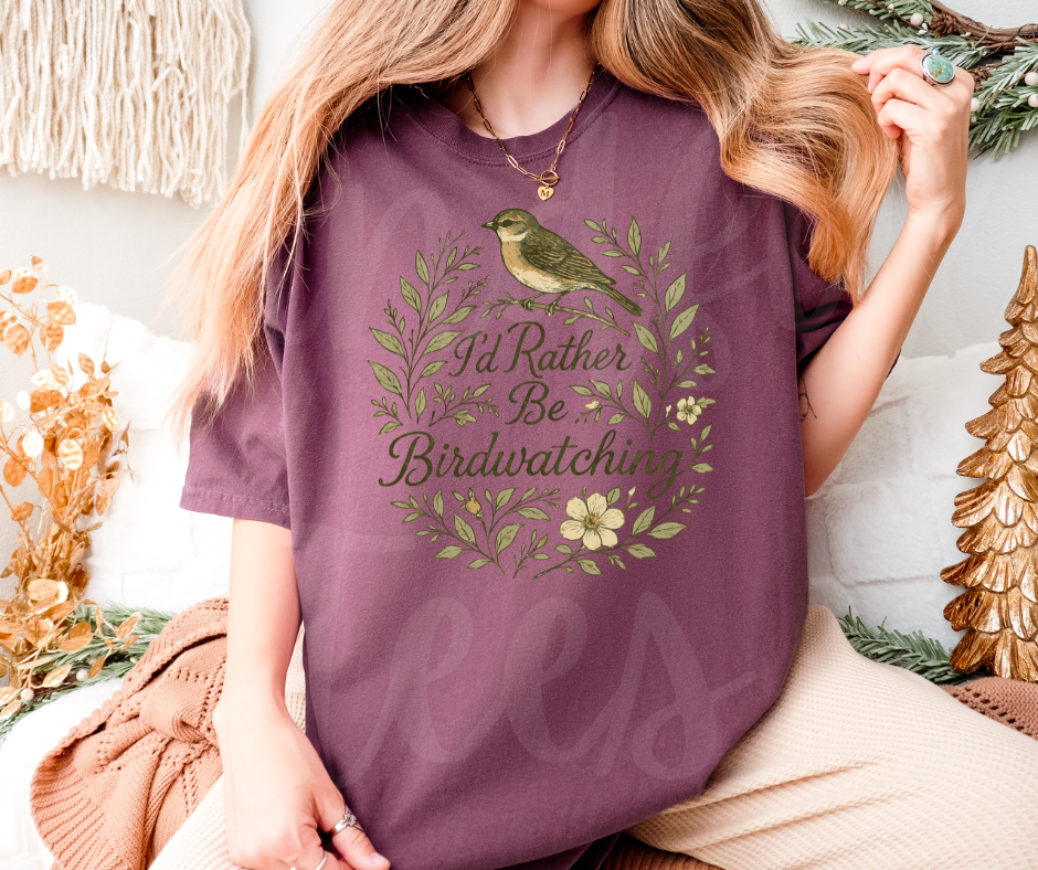 "I'd Rather be Birdwatching" Birdwatching Design Birds and Nature Inspired Unisex heavyweight t-shirt