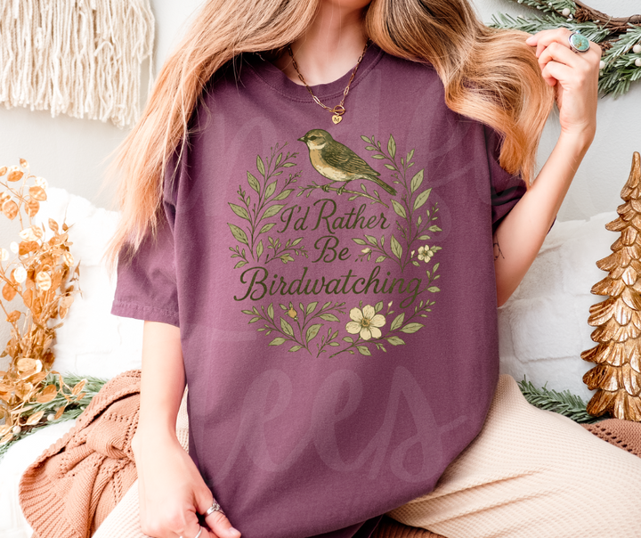 "I'd Rather be Birdwatching" Birdwatching Design Birds and Nature Inspired Unisex heavyweight t-shirt