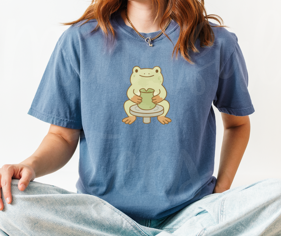 "Cute Frog" Funny Design Pottery Clay Hobby Inspired Unisex heavyweight t-shirt