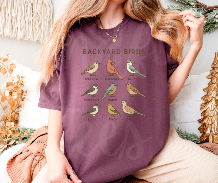 "Backyard Birds" Birdwatching Design Birds and Nature Inspired Unisex heavyweight t-shirt