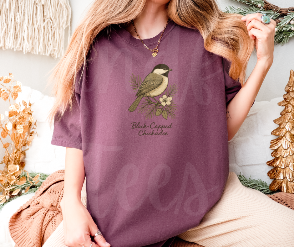 "Black-Capped Chikadee" Birdwatching Design Birds and Nature Inspired Unisex heavyweight t-shirt