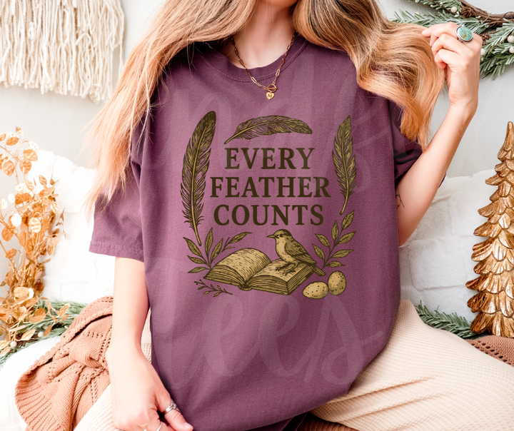 "Every Feather Counts" Birdwatching Design Birds and Nature Inspired Unisex heavyweight t-shirt