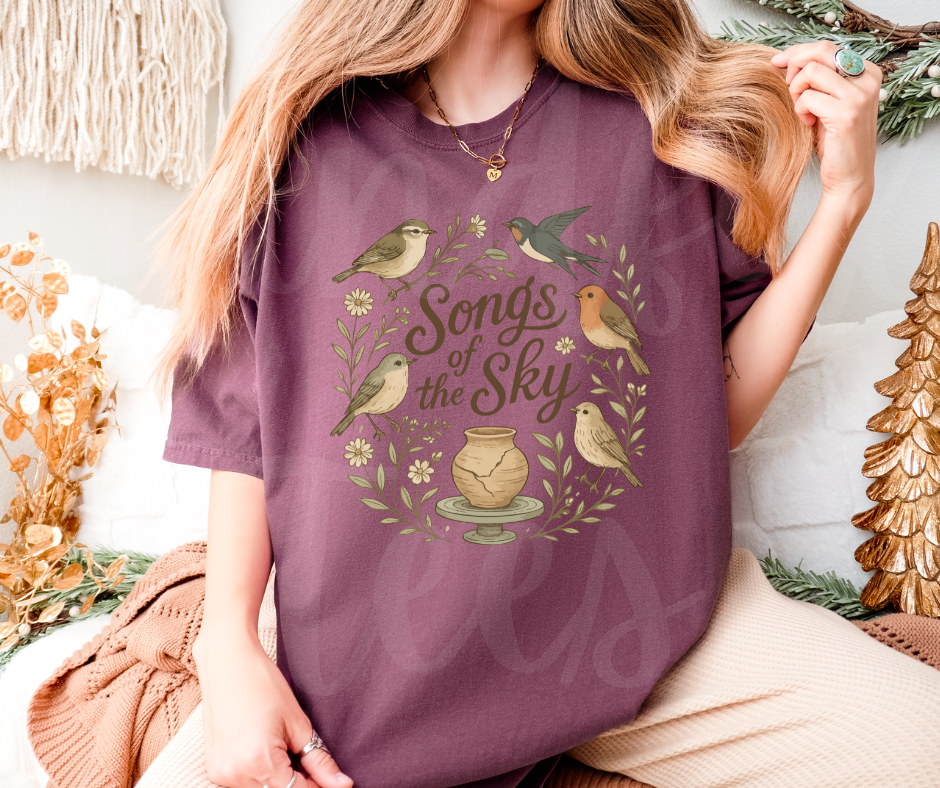 "Songs of the Sky" Birdwatching Design Birds and Nature Inspired Unisex heavyweight t-shirt