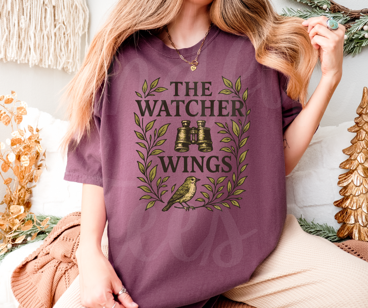 "The Watcher Wings" Birdwatching Design Birds and Nature Inspired Unisex heavyweight t-shirt