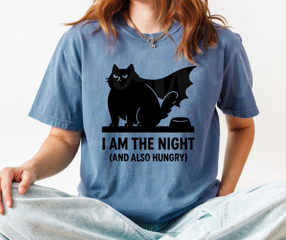 "I Am The Night" Sarcastic Cat Design Unisex heavyweight t-shirt
