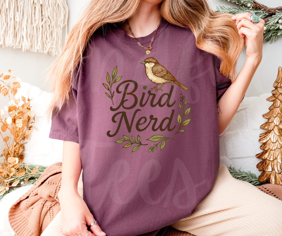 "Bird Nerd" Birdwatching Design Birds and Nature Inspired Unisex heavyweight t-shirt