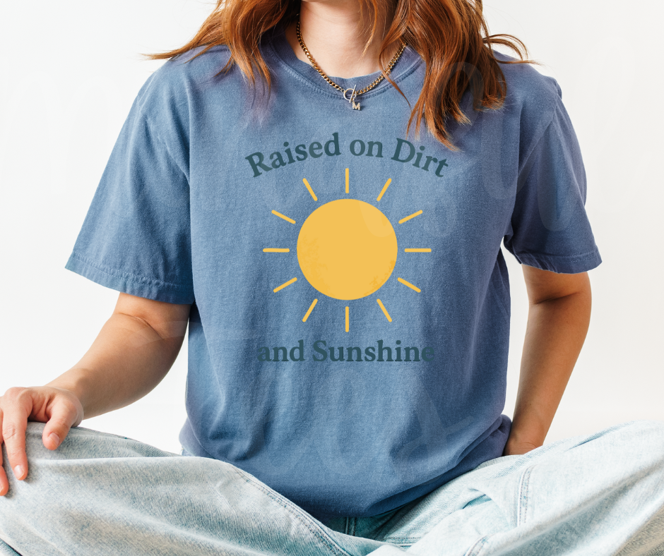 "Raised on Dirt and Sunshine" Funny Plant Lover Tee Design Unisex heavyweight t-shirt