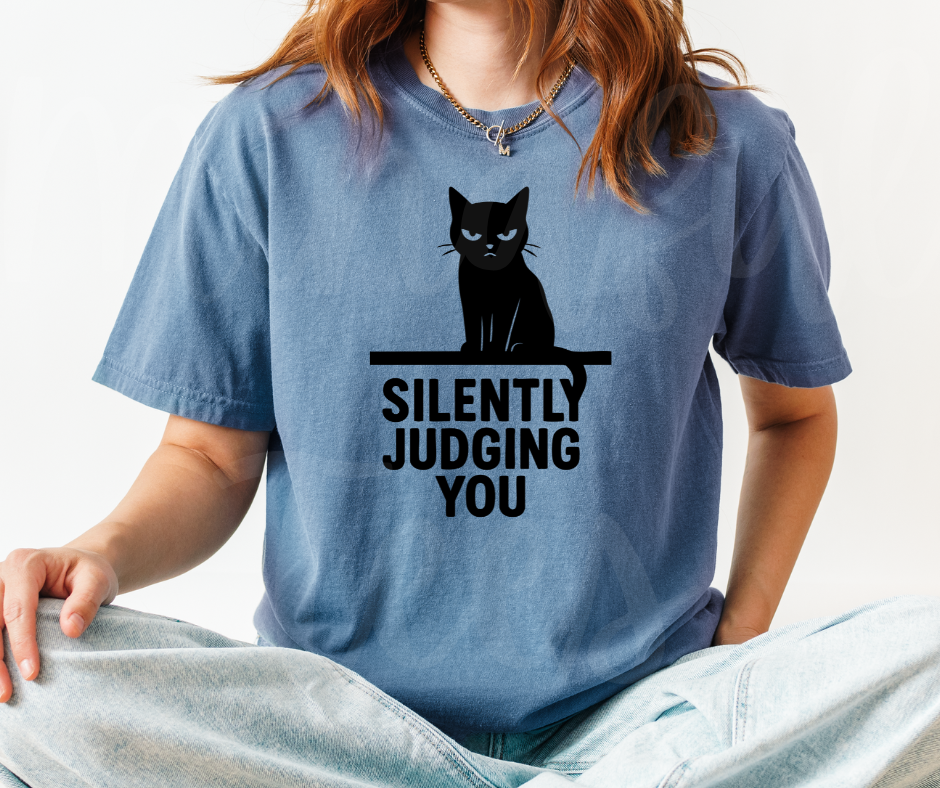 "Silently Judging" Sarcastic Cat Design Unisex heavyweight t-shirt