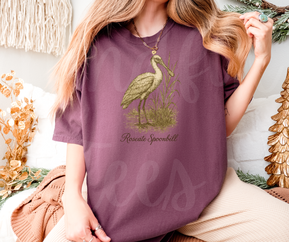 "Roseate Spoonbill" Birdwatching Design Birds and Nature Inspired Unisex heavyweight t-shirt