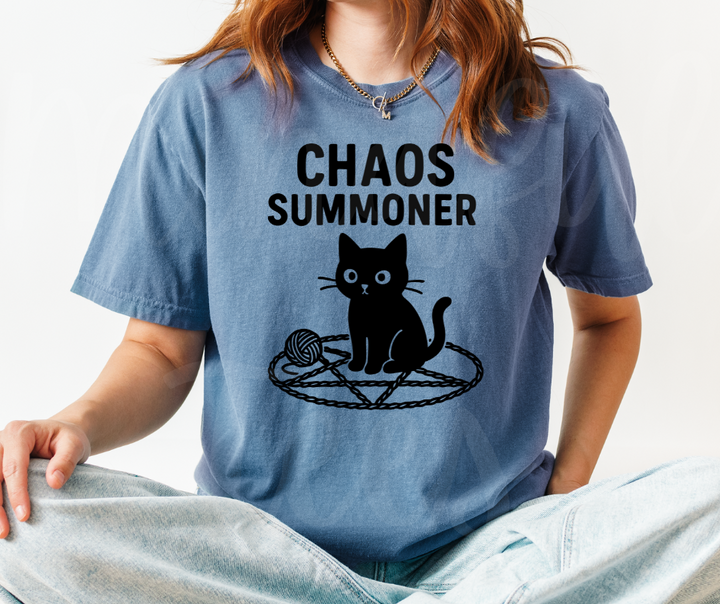 "Chaos Summoner" Sarcastic Cat Design Unisex heavyweight t-shirt