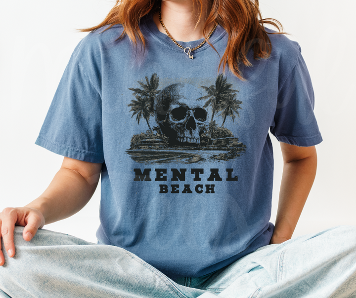 "Mental Beach" Sarcastic Design Unisex heavyweight t-shirt