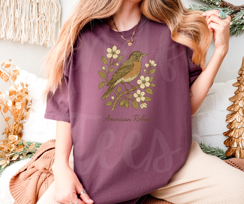 "American Robin" Birdwatching Design Birds and Nature Inspired Unisex heavyweight t-shirt