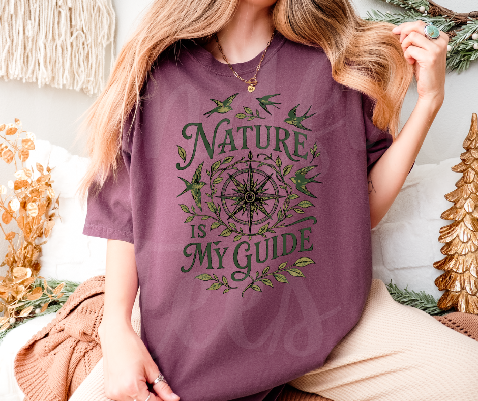 "Nature Is My Guide" Birdwatching Design Birds and Nature Inspired Unisex heavyweight t-shirt