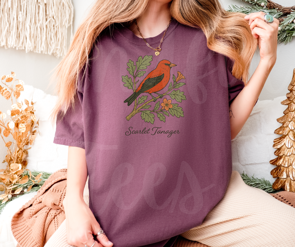 "Scarlet Tanager" Birdwatching Design Birds and Nature Inspired Unisex heavyweight t-shirt