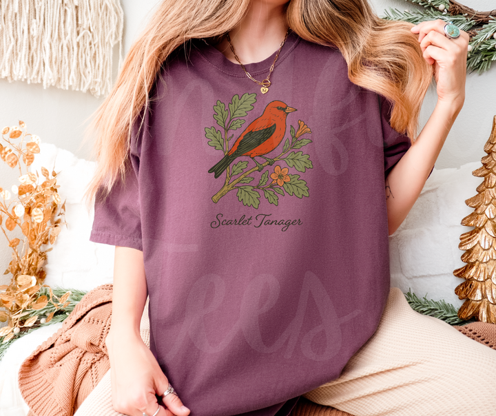 "Scarlet Tanager" Birdwatching Design Birds and Nature Inspired Unisex heavyweight t-shirt