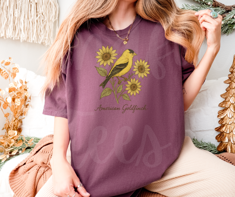 "American Goldfinch" Birdwatching Design Birds and Nature Inspired Unisex heavyweight t-shirt