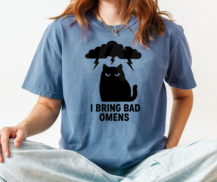"Bad Omens" Sarcastic Cat Design Unisex heavyweight t-shirt