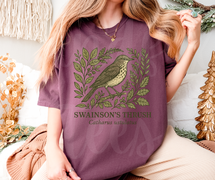 "Swainson's Thrush" Birdwatching Design Birds and Nature Inspired Unisex heavyweight t-shirt