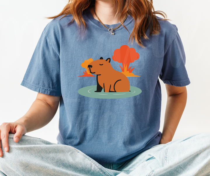 "Explosive Capybara" Sarcastic Design Unisex heavyweight t-shirt