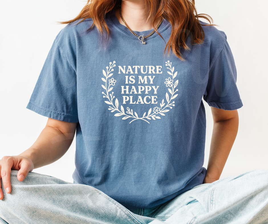 "Nature Is My Happy Place" Funny Plant Lover Tee Design Unisex heavyweight t-shirt