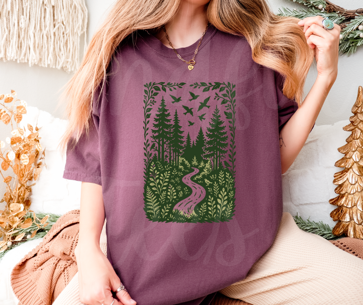 "The Path" Birdwatching Design Birds and Nature Inspired Unisex heavyweight t-shirt