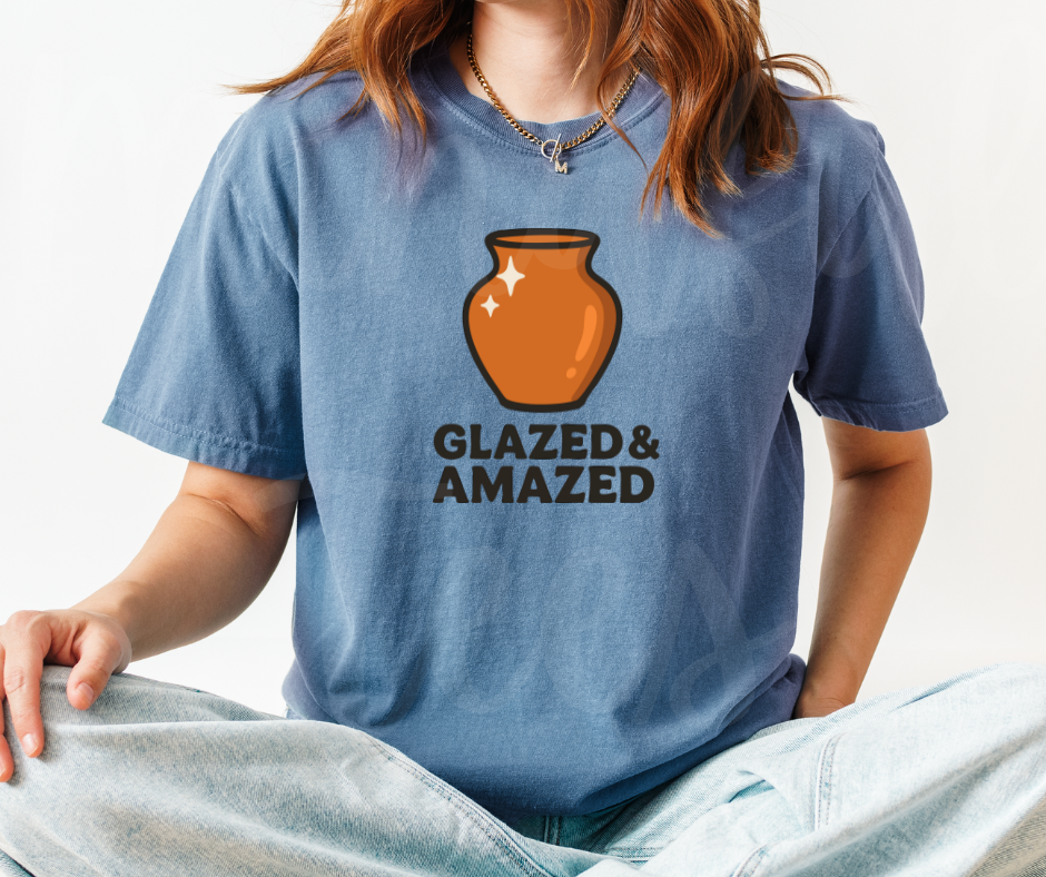 "Glazed & Amazed" Funny Design Pottery Clay Hobby Inspired Unisex heavyweight t-shirt
