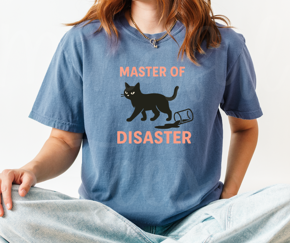 "Master Of Disaster" Sarcastic Cat Design Unisex heavyweight t-shirt