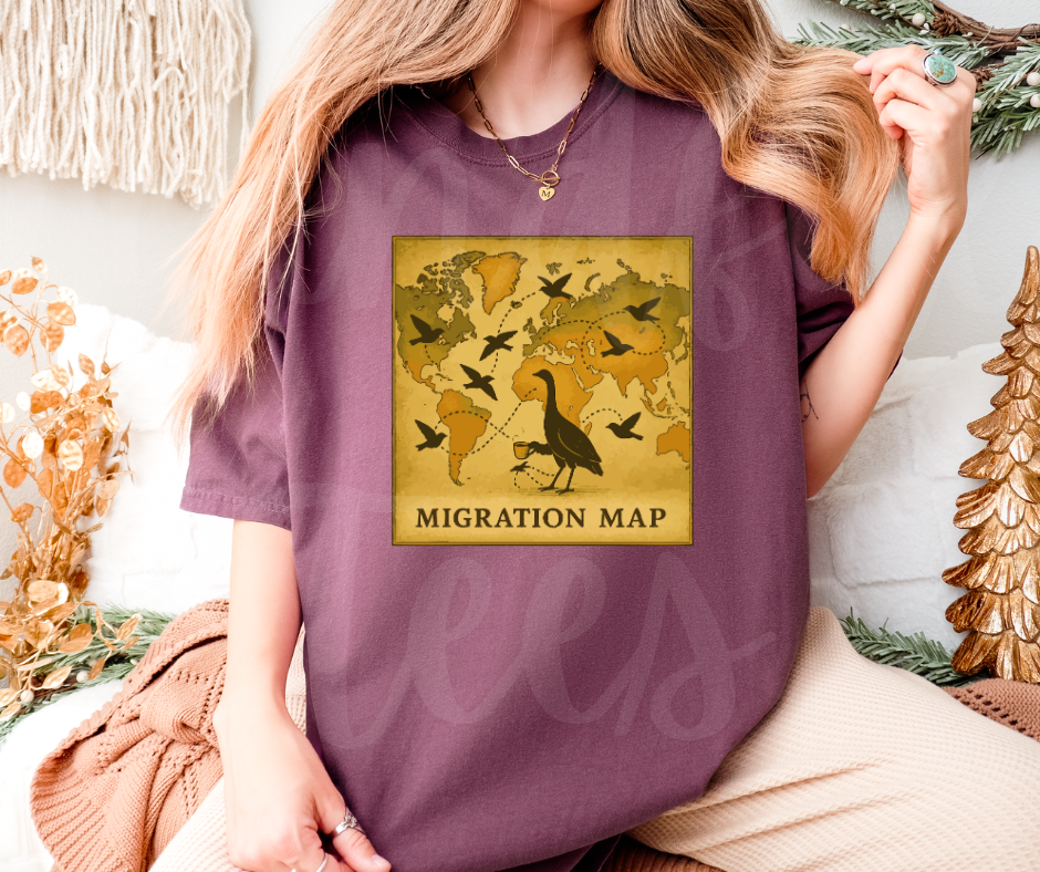 "The Map" Birdwatching Design Birds and Nature Inspired Unisex heavyweight t-shirt