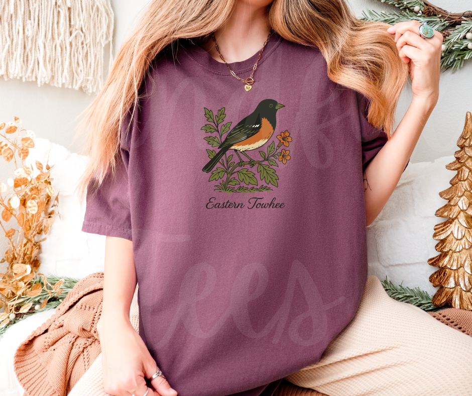 "Eastern Towhee" Birdwatching Design Birds and Nature Inspired Unisex heavyweight t-shirt