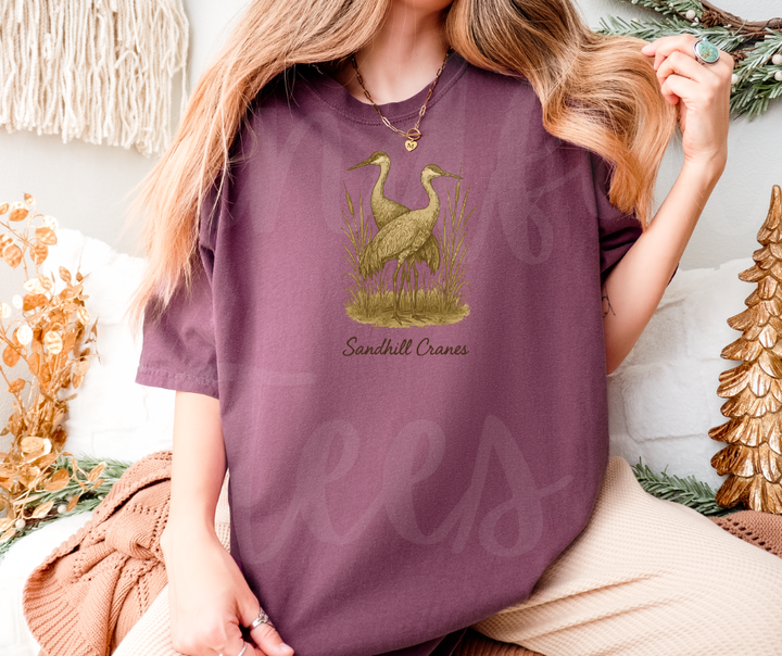 "Sandhill Cranes" Birdwatching Design Birds and Nature Inspired Unisex heavyweight t-shirt