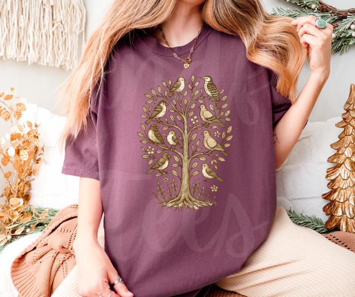 "Tree of Life" Birdwatching Design Birds and Nature Inspired Unisex heavyweight t-shirt
