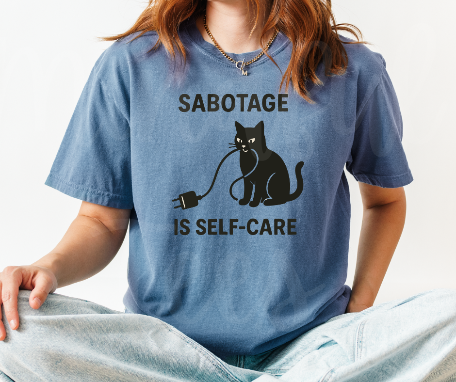 "Self Care" Sarcastic Cat Design Unisex heavyweight t-shirt