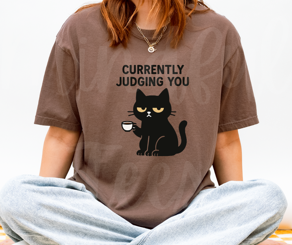 "Judging You" Sarcastic Cat Design Unisex heavyweight t-shirt