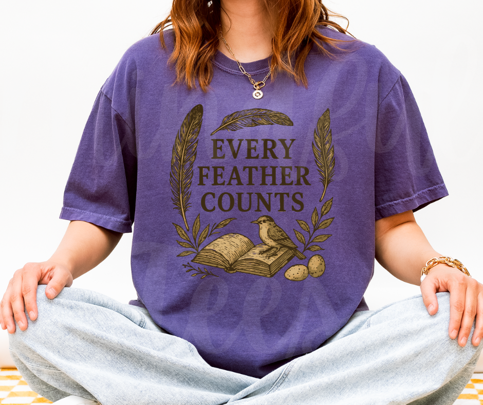 "Every Feather Counts" Birdwatching Design Birds and Nature Inspired Unisex heavyweight t-shirt
