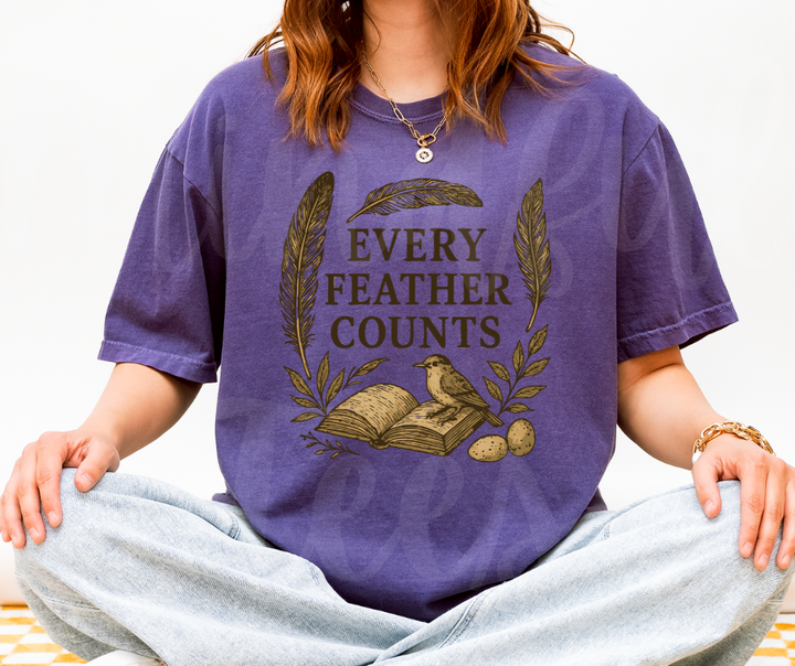 "Every Feather Counts" Birdwatching Design Birds and Nature Inspired Unisex heavyweight t-shirt
